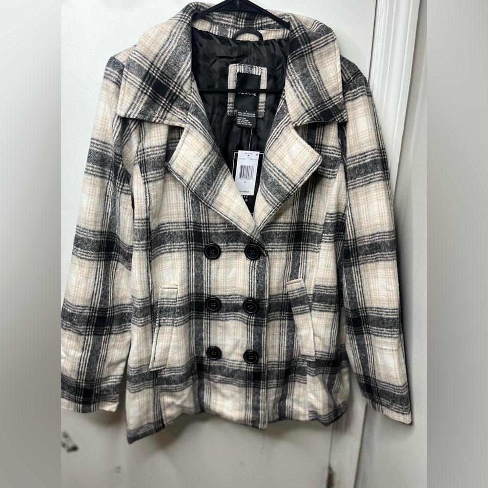 Plaid Black and White Coat